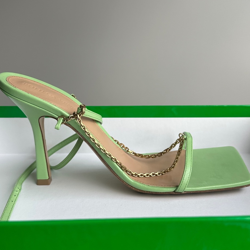 Bottega Veneta Women's Stretch Strap Chain Heels Leather